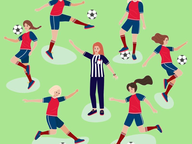 Dibujo de mujeres jugando fútbol